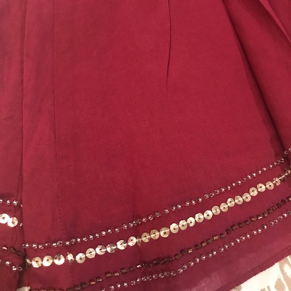 Burgundy Medium Beaded Sexy Fun Skirt - Picture 4 of 6
